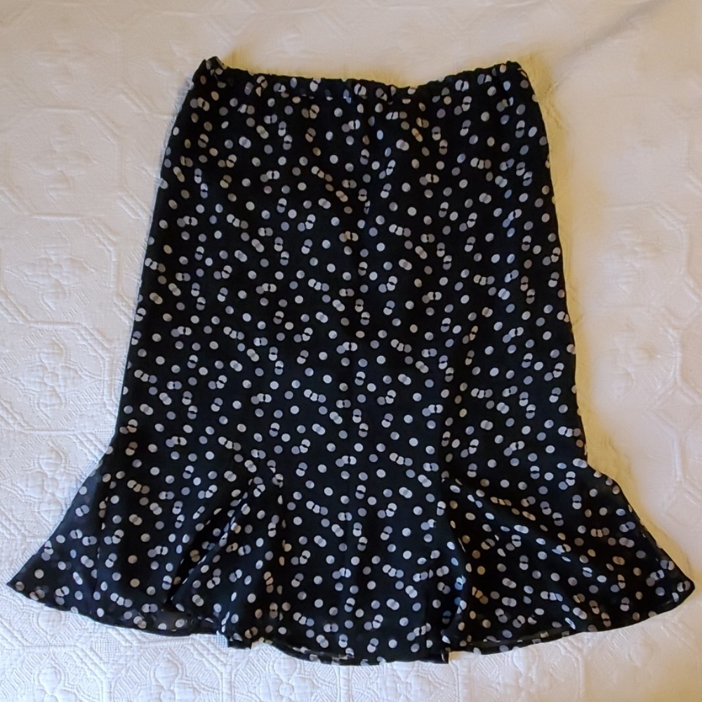 Polka Dot Midi Skirt With Flounce